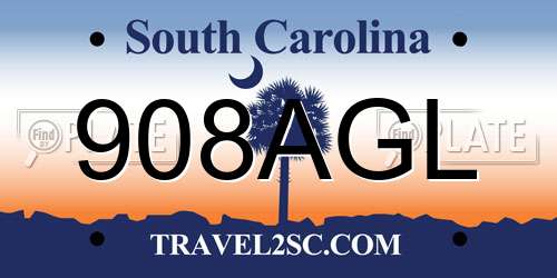 908AGL South Carolina License Plate
