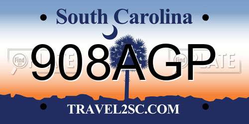 908AGP South Carolina License Plate