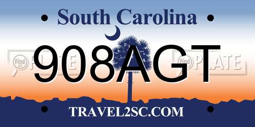 908AGT South Carolina License Plate