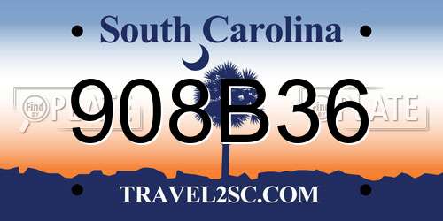 908B36 South Carolina License Plate