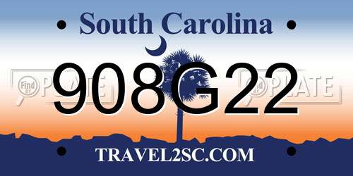 908G22 South Carolina License Plate
