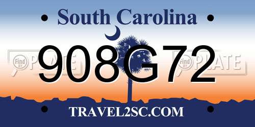908G72 South Carolina License Plate