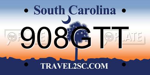 908GTT South Carolina License Plate