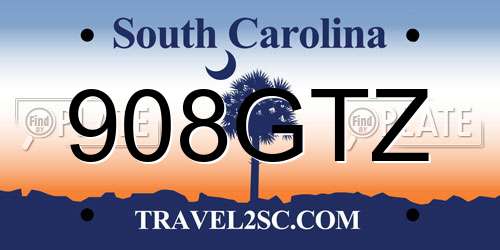 908GTZ South Carolina License Plate