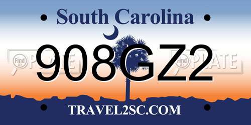 908GZ2 South Carolina License Plate