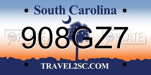 908GZ7 South Carolina License Plate