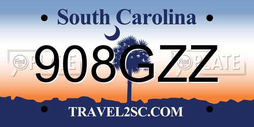 908GZZ South Carolina License Plate