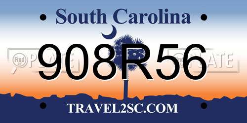 908R56 South Carolina License Plate