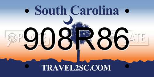 908R86 South Carolina License Plate