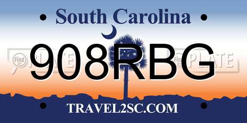 908RBG South Carolina License Plate