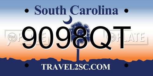 9098QT South Carolina License Plate