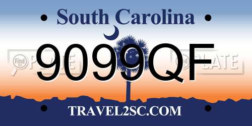 9099QF South Carolina License Plate