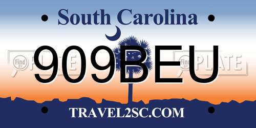 909BEU South Carolina License Plate