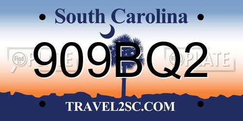 909BQ2 South Carolina License Plate
