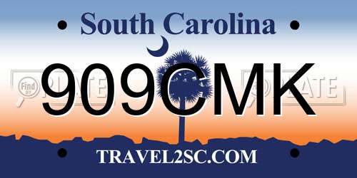 909CMK South Carolina License Plate