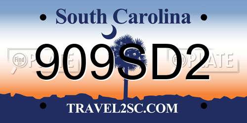 909SD2 South Carolina License Plate