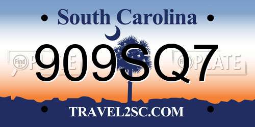 909SQ7 South Carolina License Plate