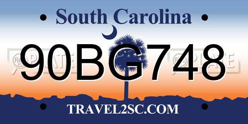 90BG748 South Carolina License Plate