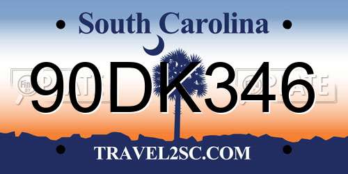 90DK346 South Carolina License Plate