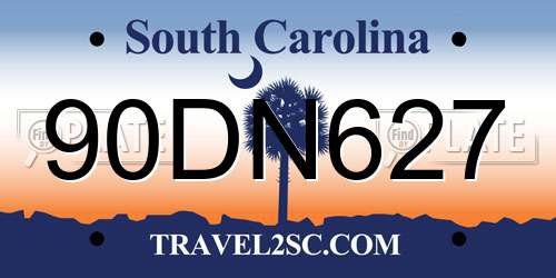 90DN627 South Carolina License Plate
