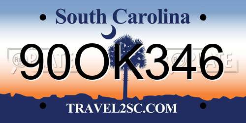 90OK346 South Carolina License Plate