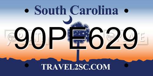 90PE629 South Carolina License Plate