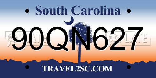 90QN627 South Carolina License Plate