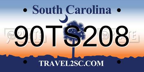 90TS208 South Carolina License Plate