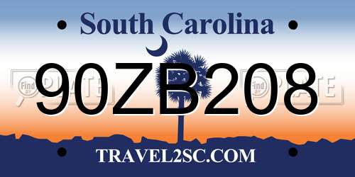 90ZB208 South Carolina License Plate