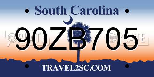 90ZB705 South Carolina License Plate