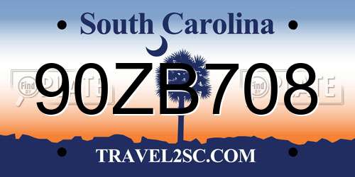 90ZB708 South Carolina License Plate