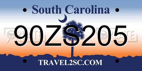 90ZS205 South Carolina License Plate