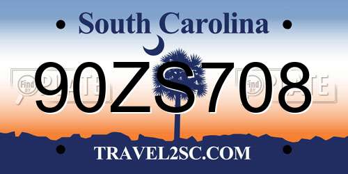 90ZS708 South Carolina License Plate