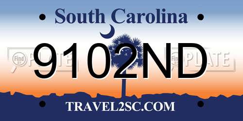 9102ND South Carolina License Plate