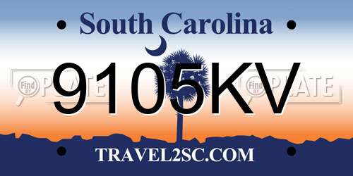 9105KV South Carolina License Plate