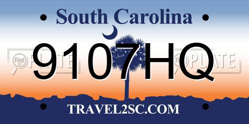 9107HQ South Carolina License Plate