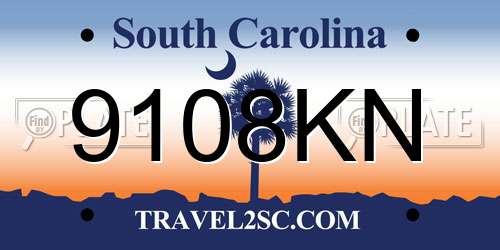 9108KN South Carolina License Plate