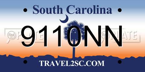9110NN South Carolina License Plate