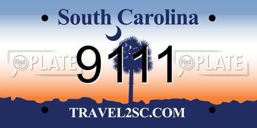 9111 South Carolina License Plate
