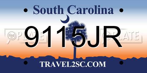9115JR South Carolina License Plate
