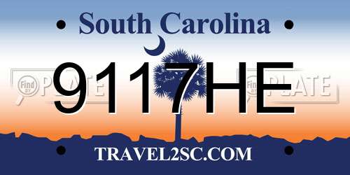 9117HE South Carolina License Plate