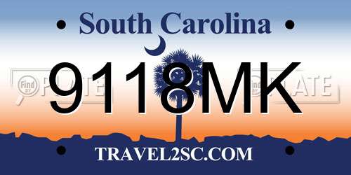 9118MK South Carolina License Plate
