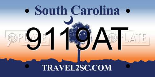 9119AT South Carolina License Plate