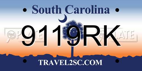 9119RK South Carolina License Plate