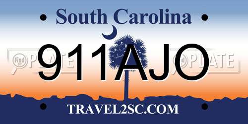 911AJO South Carolina License Plate