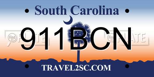911BCN South Carolina License Plate
