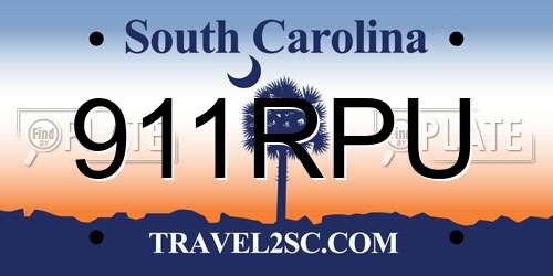 911RPU South Carolina License Plate