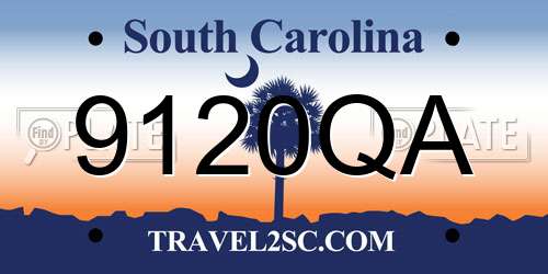 9120QA South Carolina License Plate