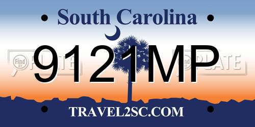 9121MP South Carolina License Plate