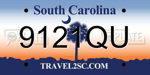 9121QU South Carolina License Plate
